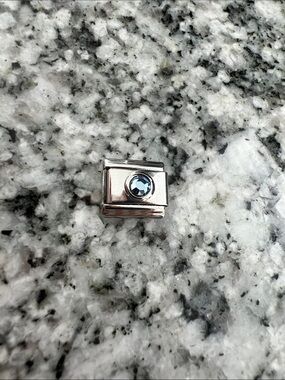 Italian Charm Link Blue Birthstone